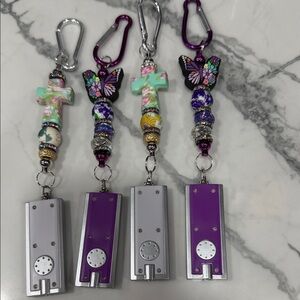 Colorful Beaded Keychain Set with Flashlights